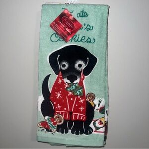 St. Nicholas Square Holiday Dog Kitchen Towels- Black and Red